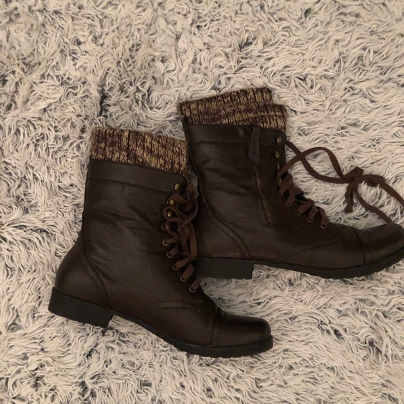 Crown Vintage Shoes - Crown Vintage Lace Up Combat Boot